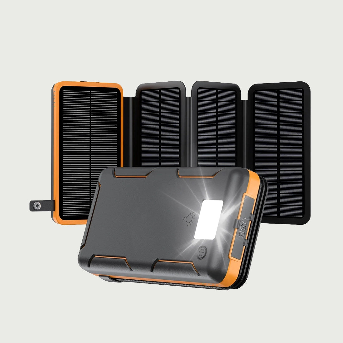 Powerbank Solar Dobrável 25.000 mAh com 4 Painéis e Lanterna LED