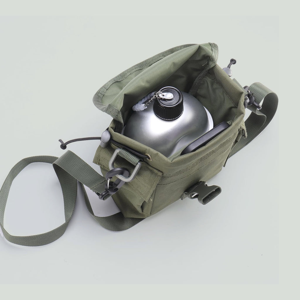 Conjunto Militar de Cantil, Caneca e Fogareiro a Lenha com Bolsa