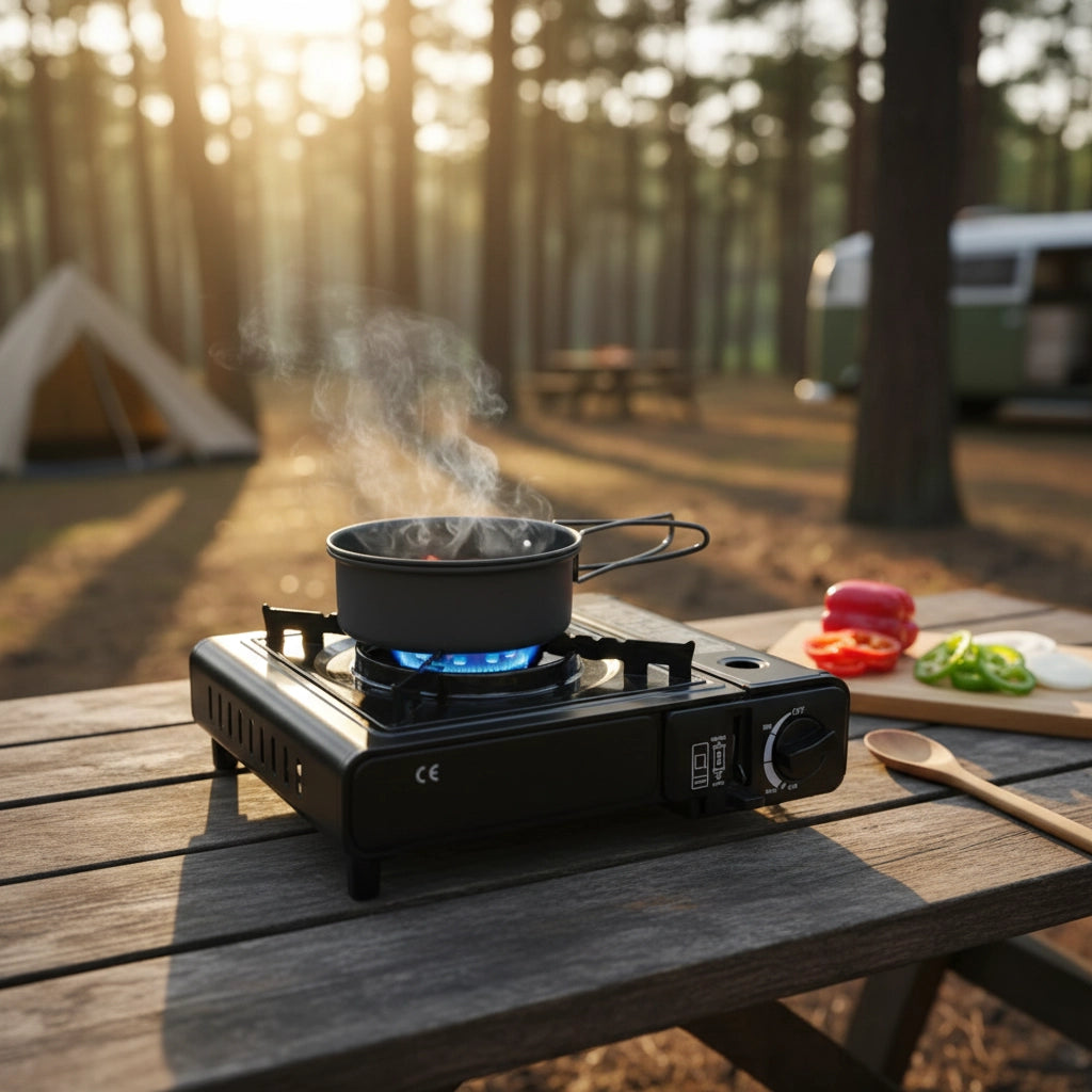 Fogão Portátil a Gás com Sistema de Segurança Automático