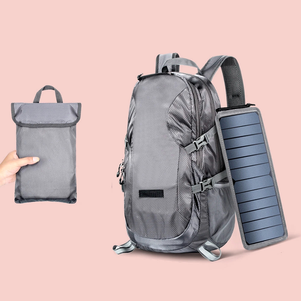 Mochila Solar Dobrável 30L com Painel Solar Removível 6.5W