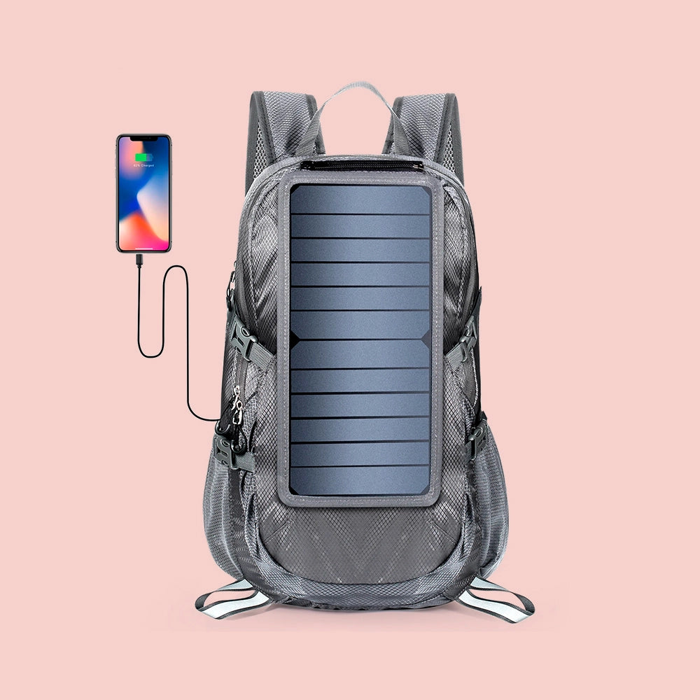 Mochila Solar Dobrável 30L com Painel Solar Removível 6.5W