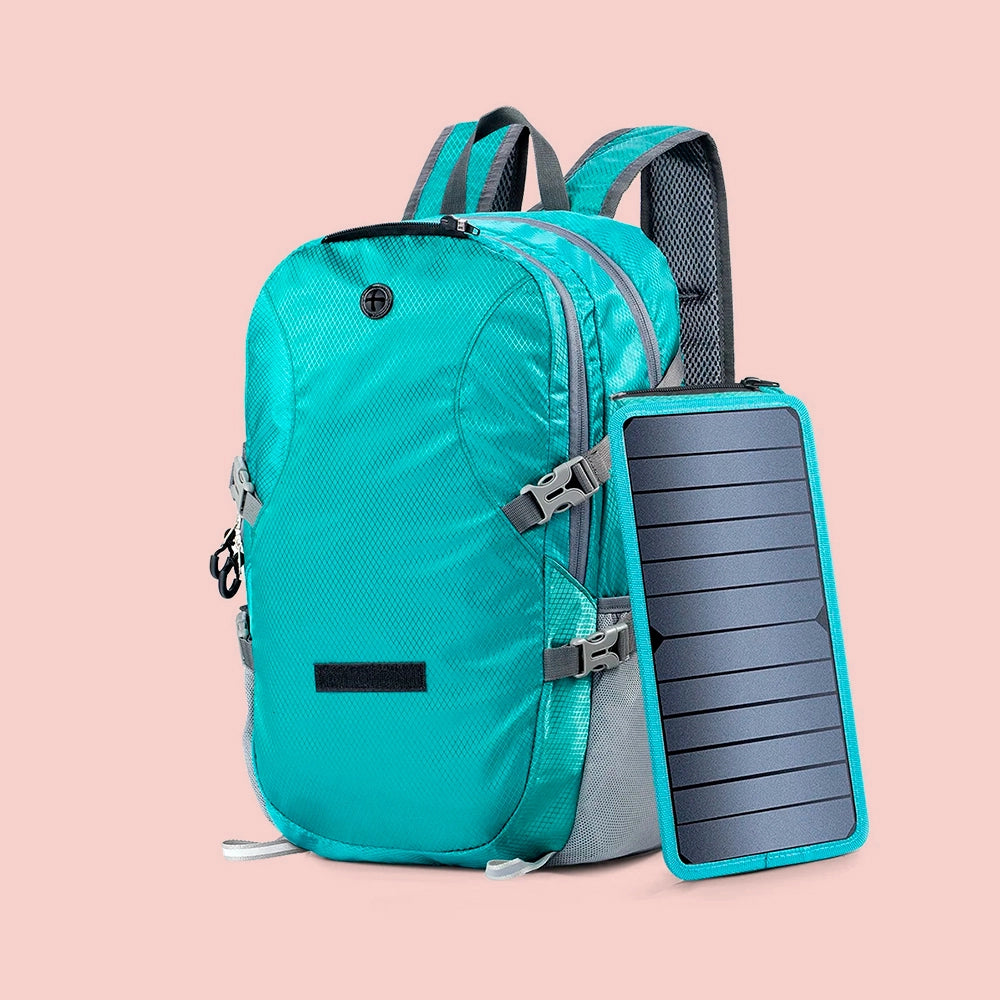 Mochila Solar Dobrável 30L com Painel Solar Removível 6.5W