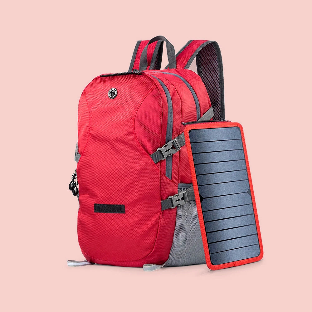 Mochila Solar Dobrável 30L com Painel Solar Removível 6.5W