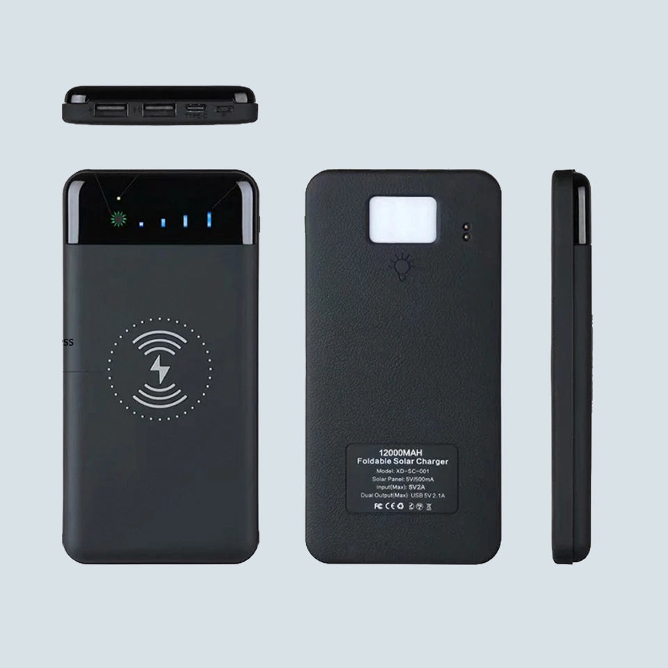 Powerbank Solar 12000mAh Wireless com até 6 Painéis Solares