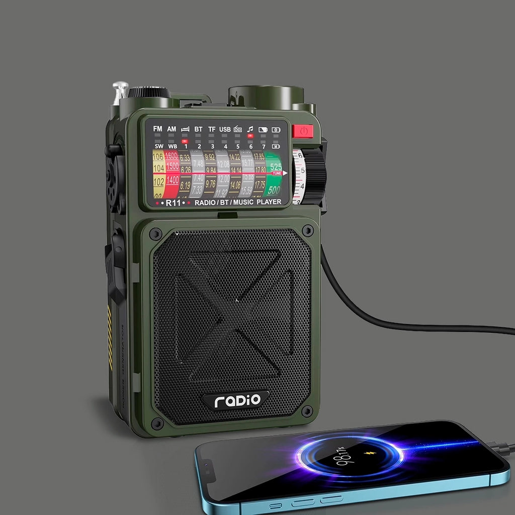 Rádio Portátil Vintage com Bluetooth 5.0 e Lanterna LED
