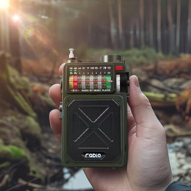 Rádio Portátil Vintage com Bluetooth 5.0 e Lanterna LED
